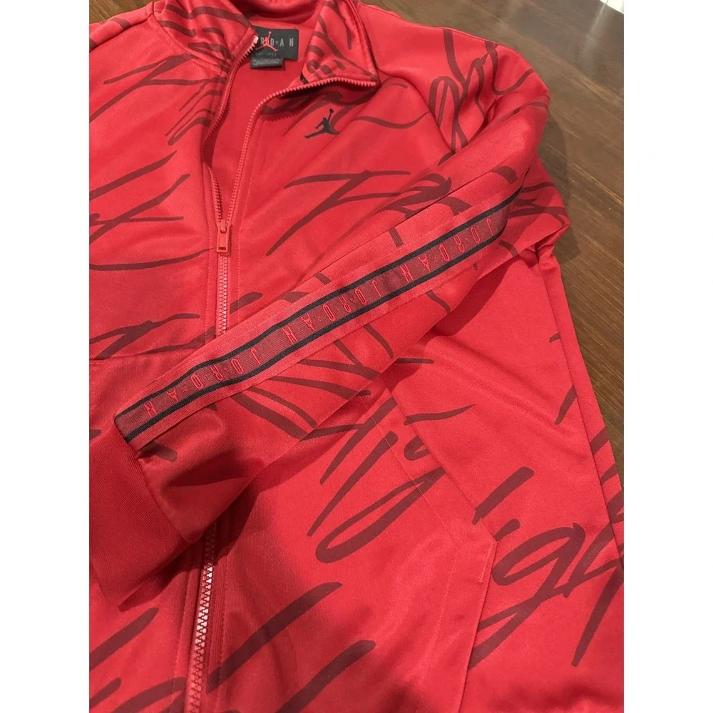 Jordan Flight Track Jacket Mens M Red Full Zip Jumpman Script